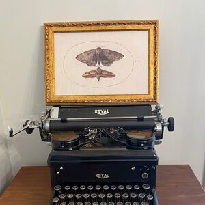 Gorgeous vintage style framed wall art moth anatomical illustration gold decor